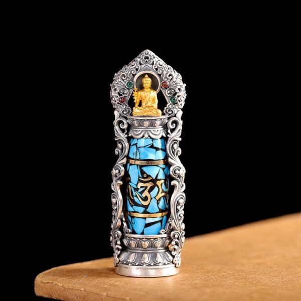 S925 Silver Tibetan Buddhist Premium Medicine Buddha Dzi Bead Pendant