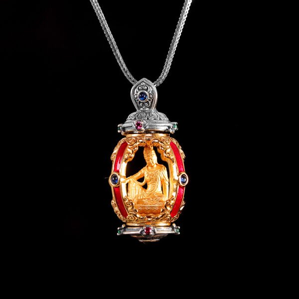 Handcrafted S925 Silver Gold-Plated Tibetan Buddhist Premium Guanyin Pendant