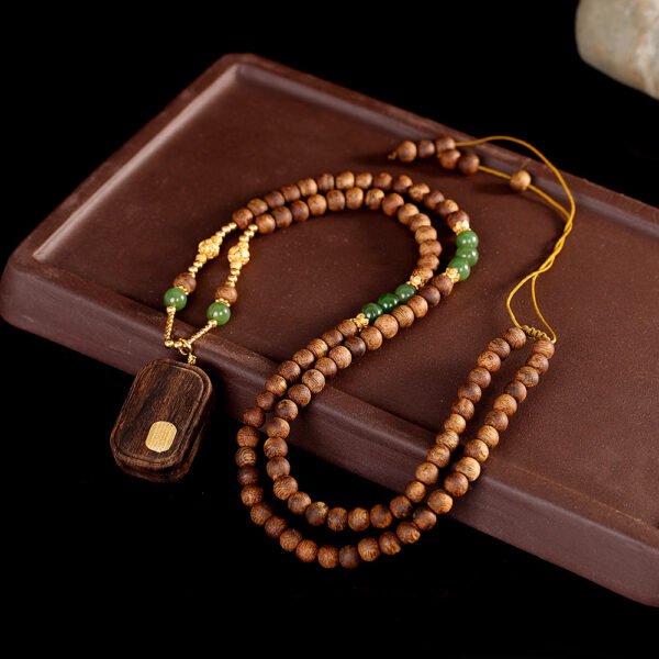 Natural Jasper & Agarwood Tibetan Buddhist Plain Peace Pendant