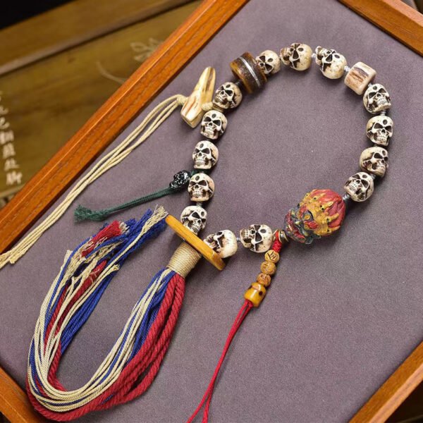 Tibetan Buddhist Premium Vintage Citipati Carved Bone Mala Prayer Beads