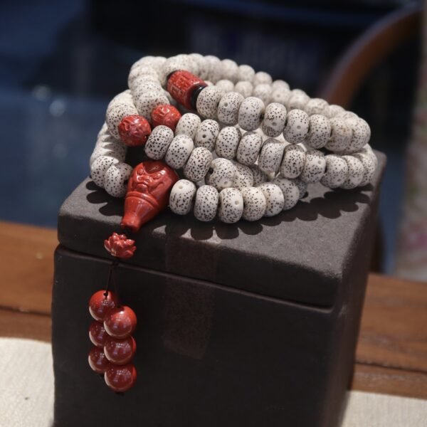 Tibetan Buddhism Premium Six-Word Mantra Cinnabar Star-Moon Bodhi Prayer Bead Bracelet