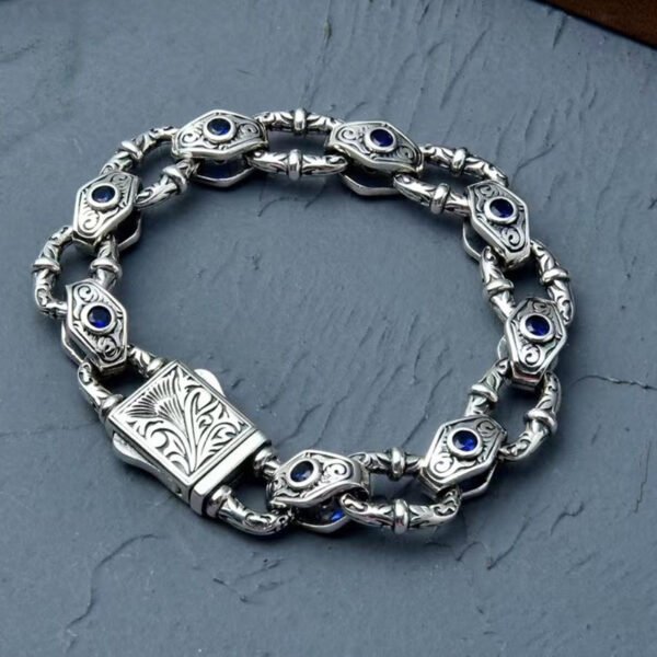 Handcrafted Tibetan Buddhist Pure Silver Cloud Motif Bracelet for Men