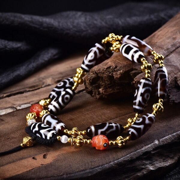 Tibetan Buddhism Premium Dzi Agate Prayer Bead Necklace