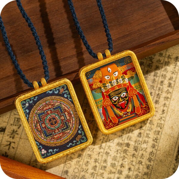WenZhen Aura Hand-Painted Tsa Tsa Thangka Relief Pendant