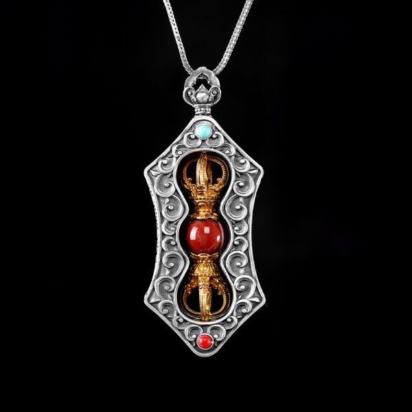 S925 Silver Tibetan Buddhist Premium Vajra Agate Pendant