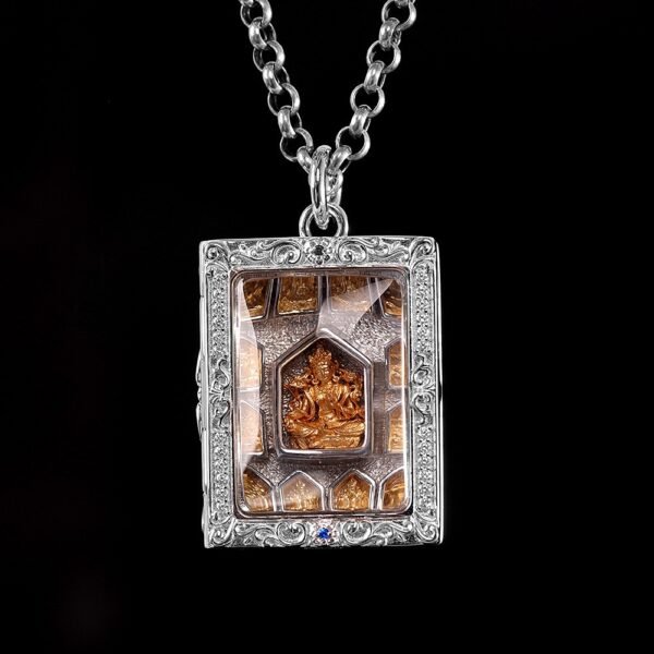 Handcrafted S925 Silver Gold-Plated Tibetan Buddhist Premium Green Tara Amulet Pendant