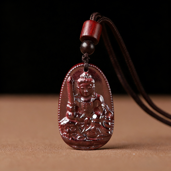 Tibetan Buddhist Natural Raw Cinnabar Eight Great Guardians Pendant