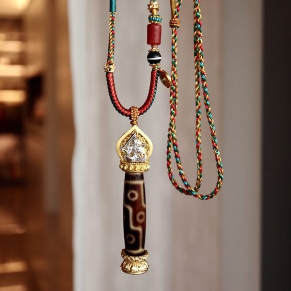 Tibetan Buddhist Premium 9-Eye Dzi Bead Pendant