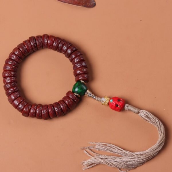 Tibetan Buddhism Premium Natural Cinnabar, Eye Agate & Glass Beaded Bracelet