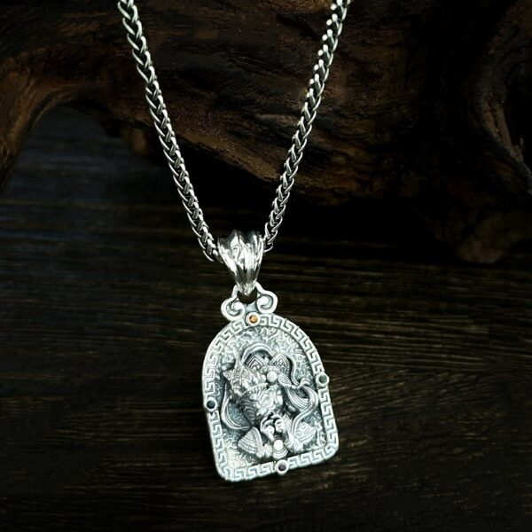 S925 Sterling Silver Vintage Tibetan Buddhist God of Wealth Zhakilam Pendant