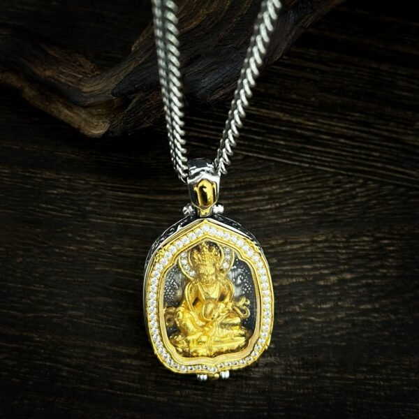 Tibetan Buddhism Exquisite S925 Silver Yellow Jambhala Pendant