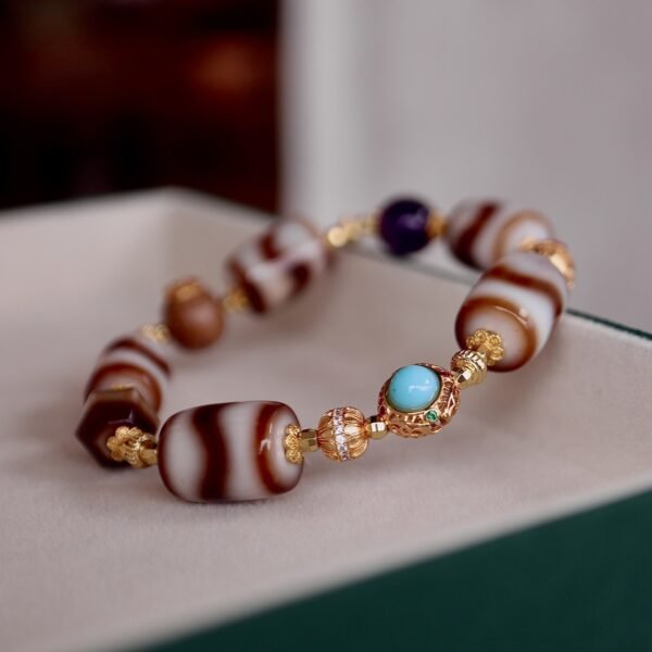 Tibetan Buddhist Premium Tiger Tooth Medicine Buddha Dzi Bead Bracelet